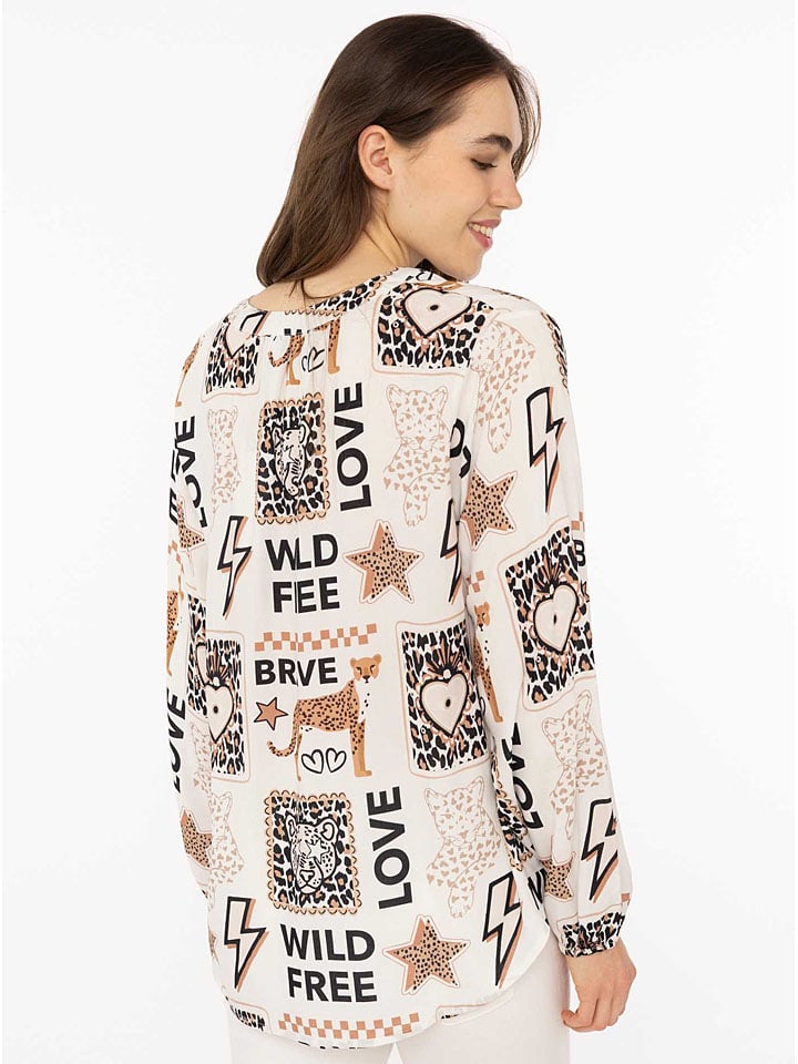 Zwillingsherz Creme 2385994 Bluse"Wild Love" in Creme - 2