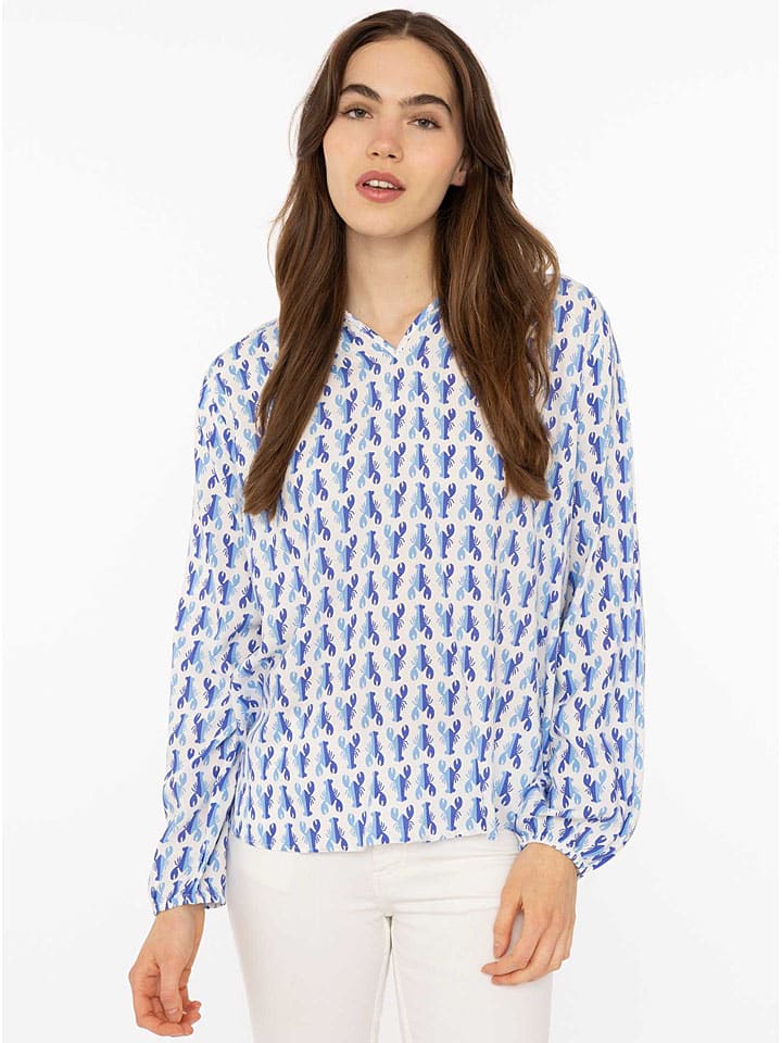 Zwillingsherz Weiß/ Blau 1626743 Bluse "Lobsters" in Weiß/ Blau - 1