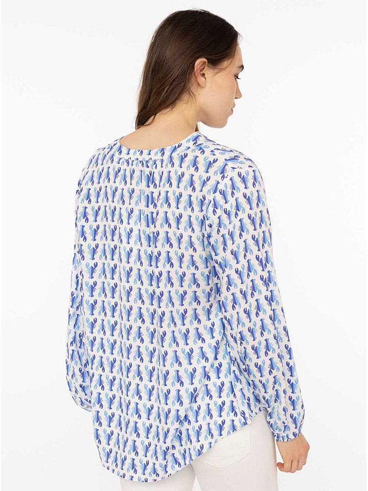 Zwillingsherz Weiß/ Blau 1626743 Bluse "Lobsters" in Weiß/ Blau - 2