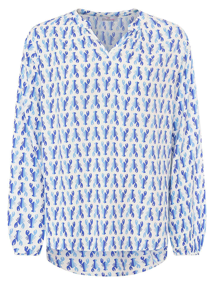 Zwillingsherz Weiß/ Blau 1626743 Bluse "Lobsters" in Weiß/ Blau - 3