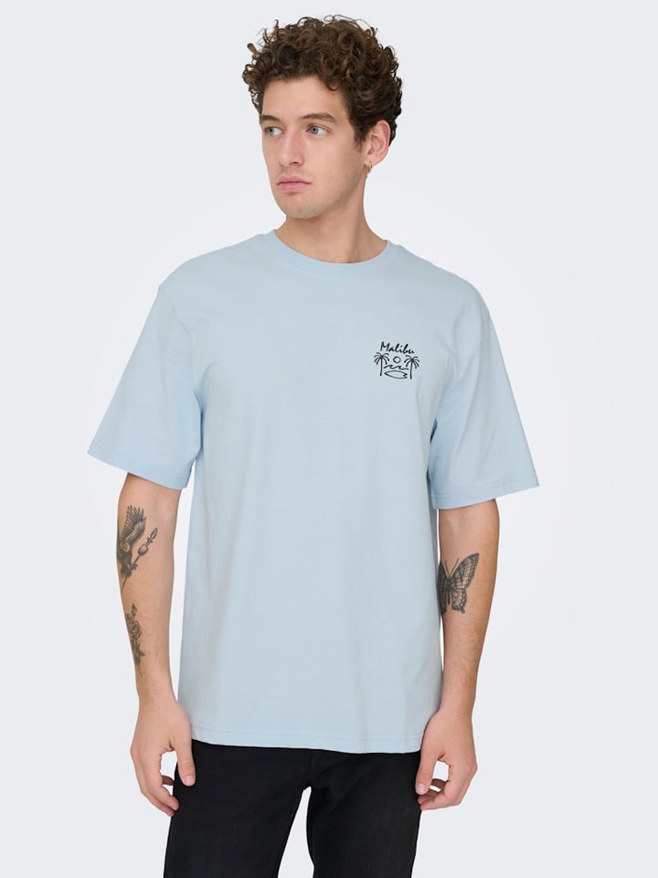 Tričko ONLY & SONS Hellblau 4943612 Shirt "Onsmilo" in Hellblau - 5