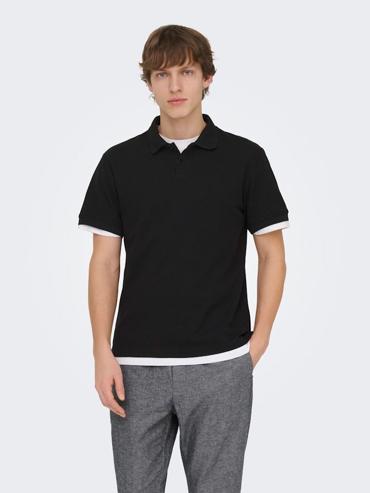 Tričko ONLY & SONS Schwarz 388616 Poloshirt "Onsben" in Schwarz - 2