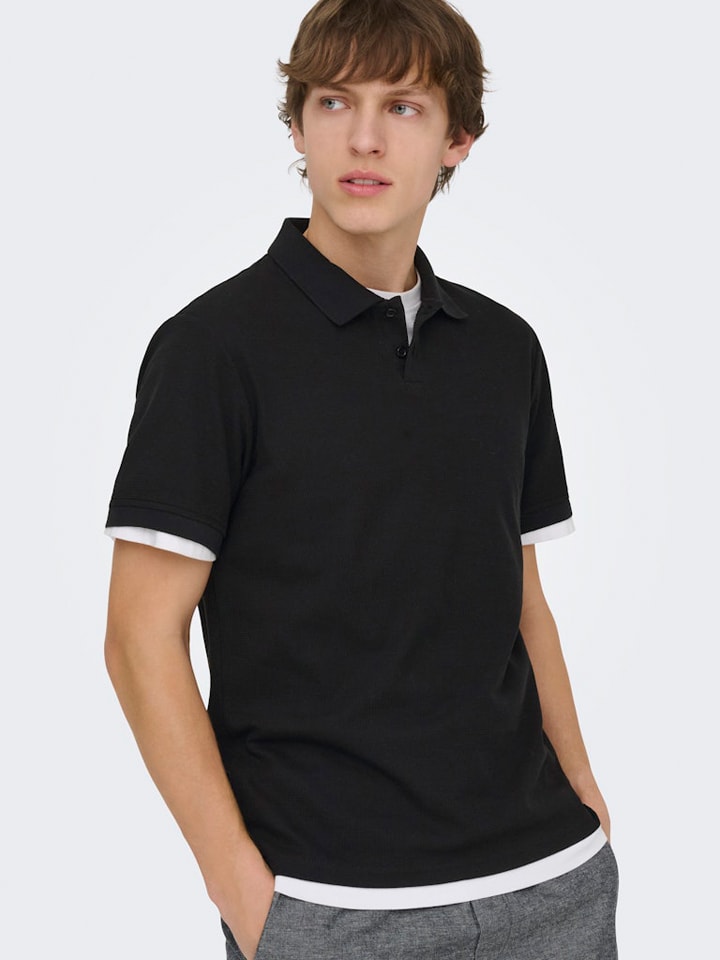 Tričko ONLY & SONS Schwarz 388616 Poloshirt "Onsben" in Schwarz - 4