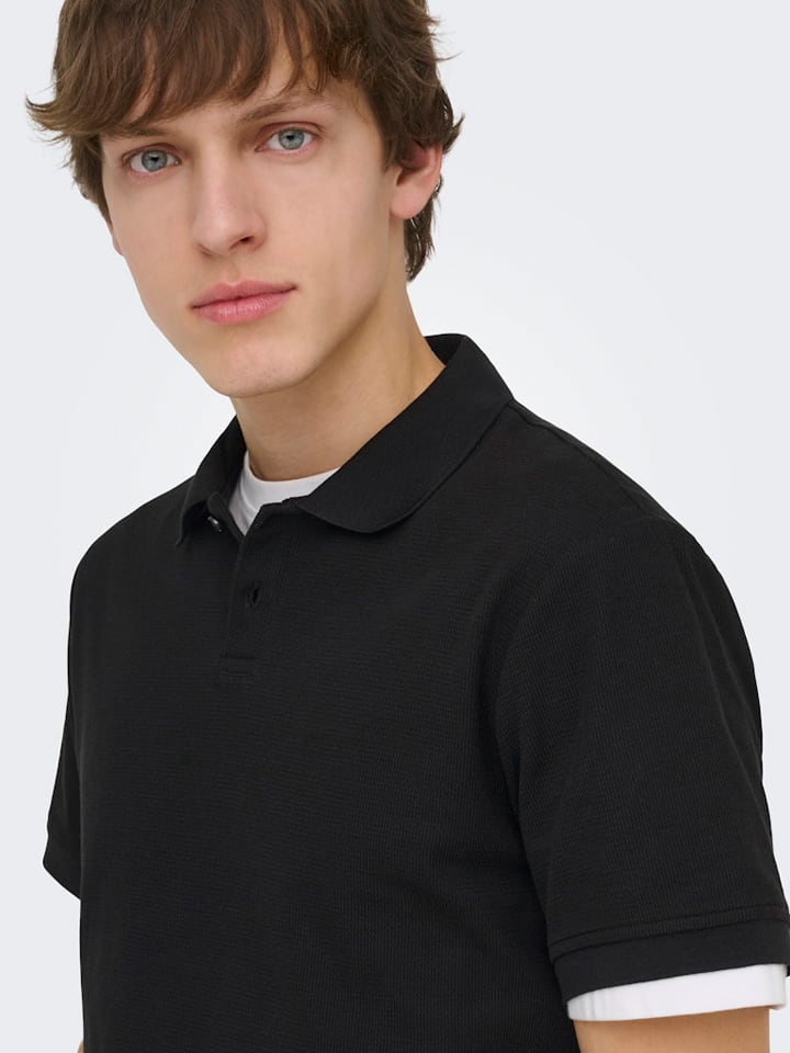 Tričko ONLY & SONS Schwarz 388616 Poloshirt "Onsben" in Schwarz - 5