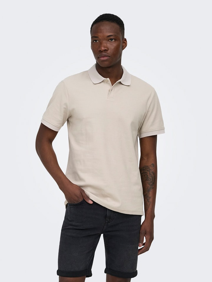 Tričko ONLY & SONS Beige 7684952 Poloshirt "Onsben" in Beige - 3