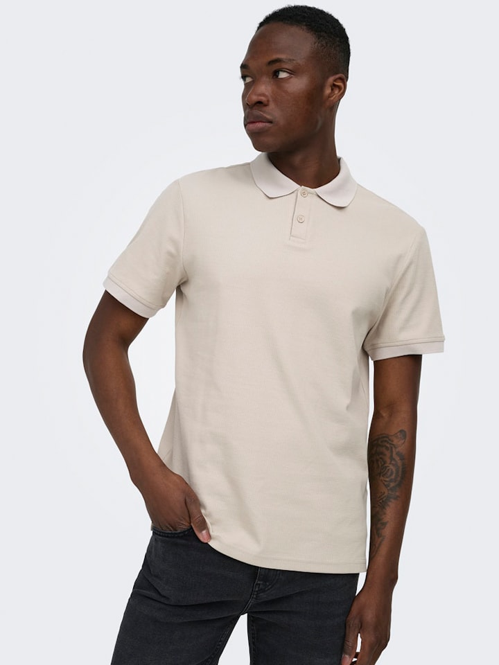 Tričko ONLY & SONS Beige 7684952 Poloshirt "Onsben" in Beige - 5