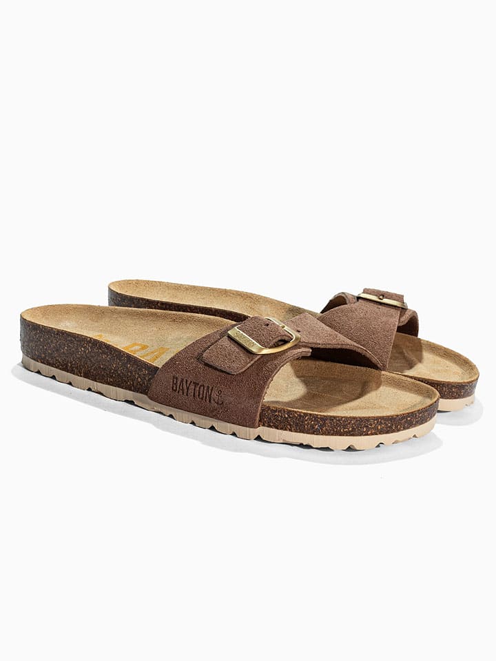 BACKSUN Braun 5900415 Leder-Pantoletten "Zephyr" in Braun - 1