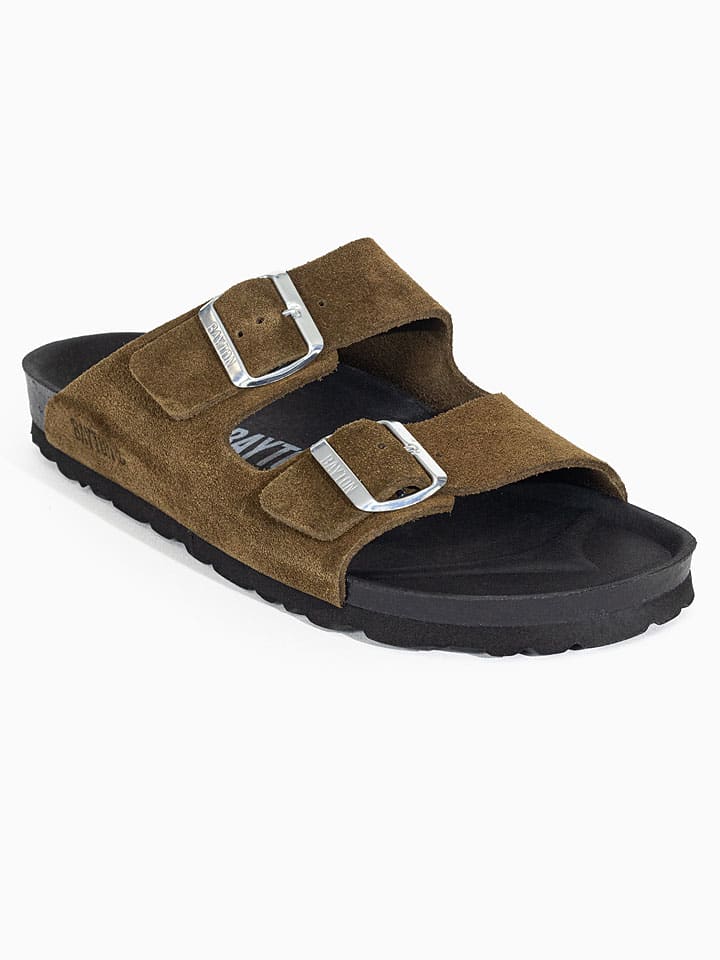 Boty BACKSUN Khaki/ Schwarz 998401 Leder-Pantoletten "Atlas" in Khaki/ Schwarz - 2