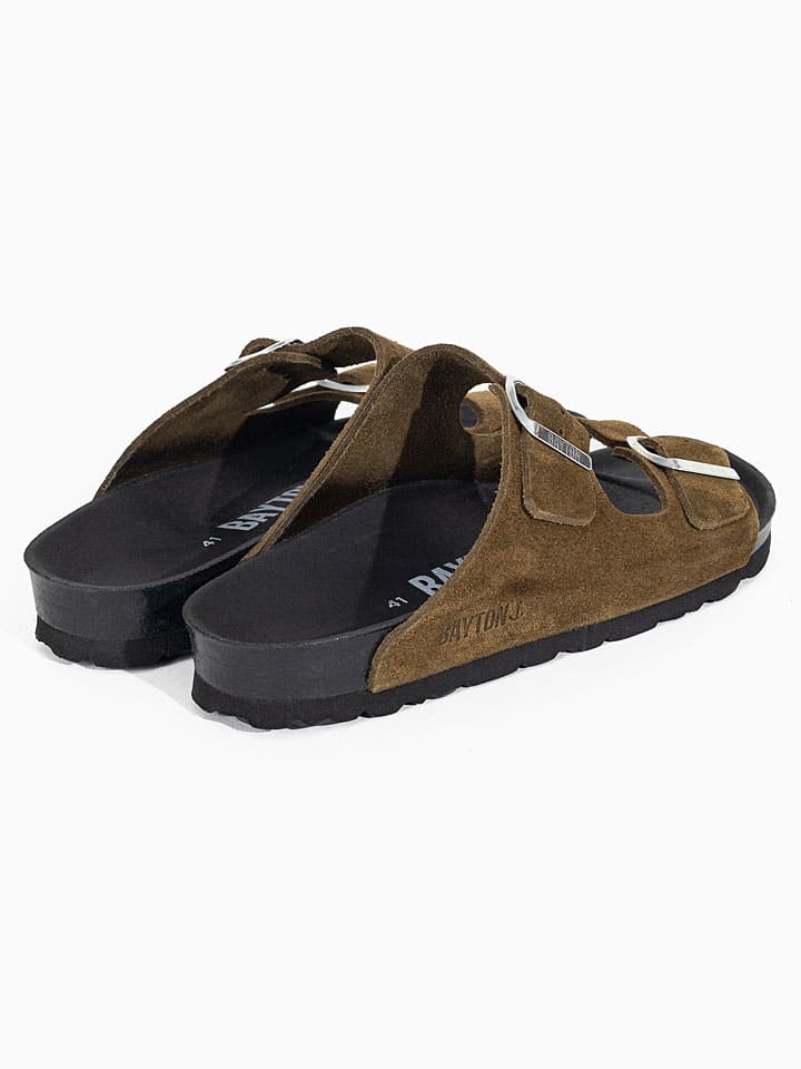 Boty BACKSUN Khaki/ Schwarz 998401 Leder-Pantoletten "Atlas" in Khaki/ Schwarz - 3