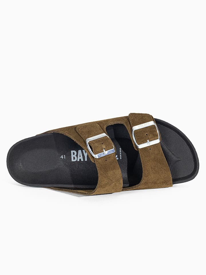 Boty BACKSUN Khaki/ Schwarz 998401 Leder-Pantoletten "Atlas" in Khaki/ Schwarz - 4