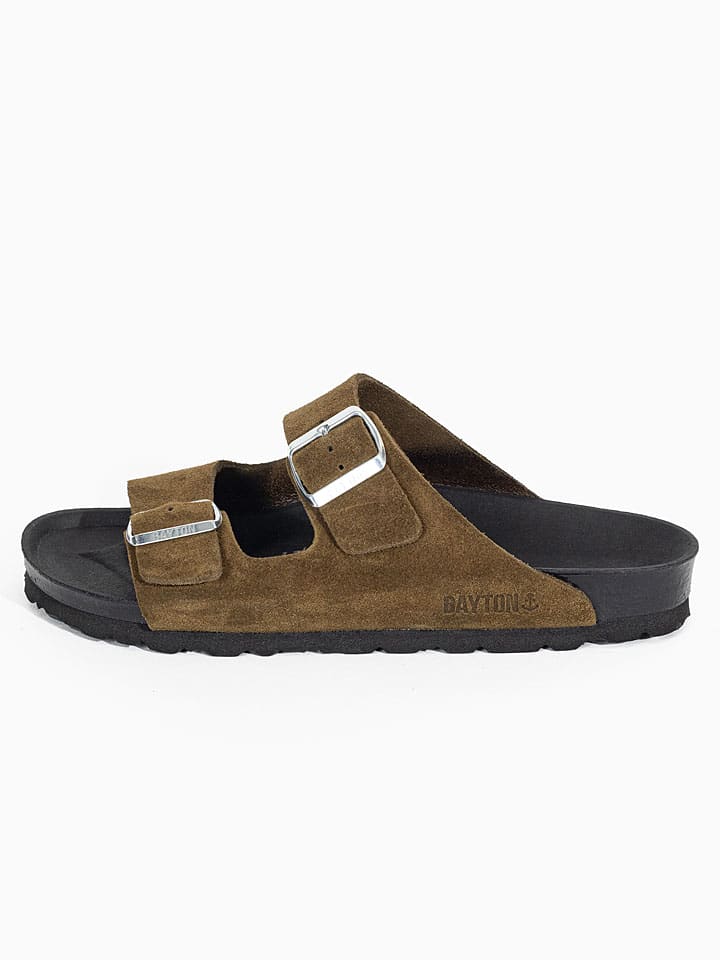 Boty BACKSUN Khaki/ Schwarz 998401 Leder-Pantoletten "Atlas" in Khaki/ Schwarz - 5