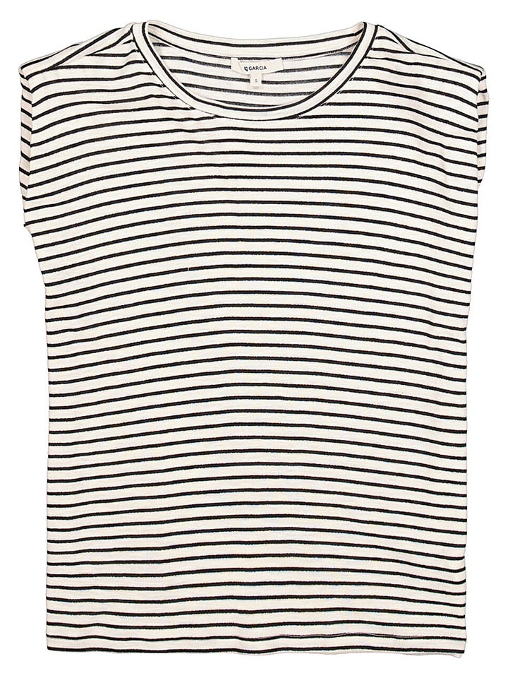 Tričko Garcia Creme/ Schwarz 6434465 Shirt in Creme/ Schwarz - 5