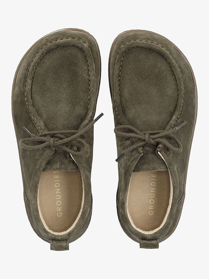 Boty Groundies Khaki 2543946 Leder-Barfußschuhe "Cricket Plus+" in Khaki - 5