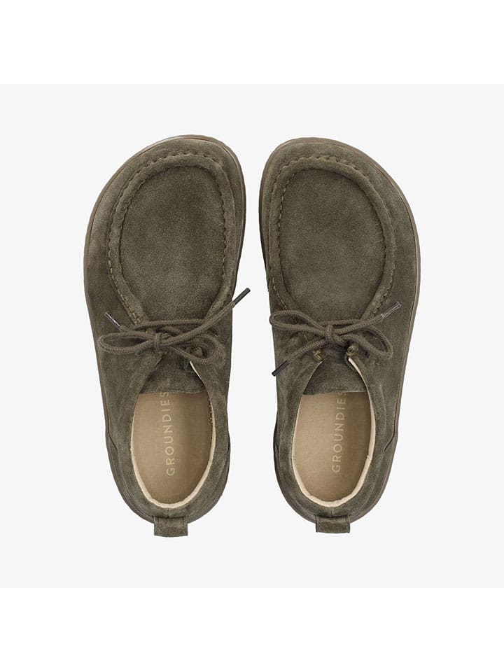 Boty Groundies Khaki 178900 Leder-Barfußschuhe "Cricket Plus+' in Khaki - 5