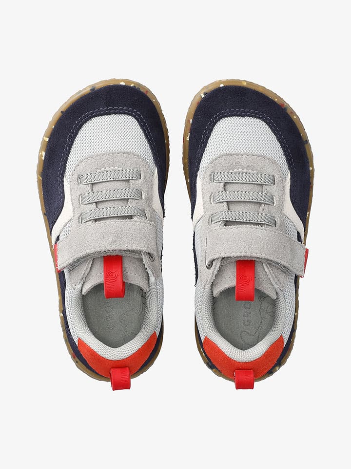 Boty Groundies Grau/ Dunkelblau/ Rot 5679390 Barfußschuhe "Lou 2.0" in Grau/ Dunkelblau/ Rot - 5