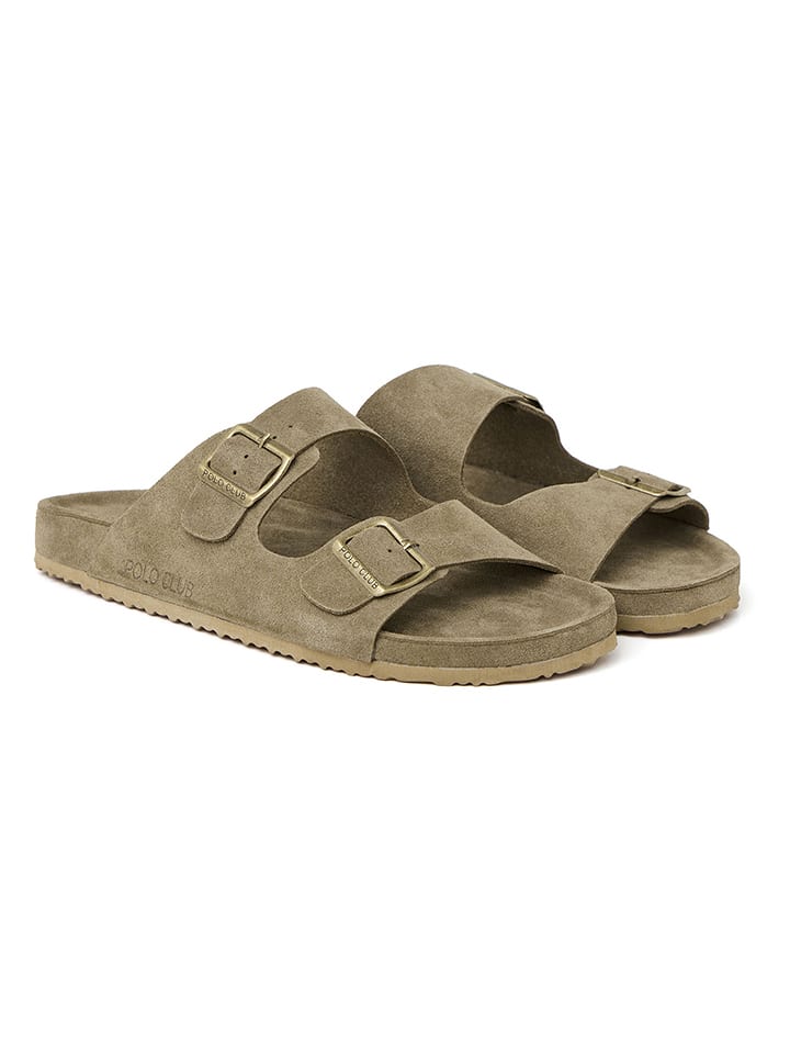 Boty Polo Club Khaki 8809340 Leder-Sandalen in Khaki - 4