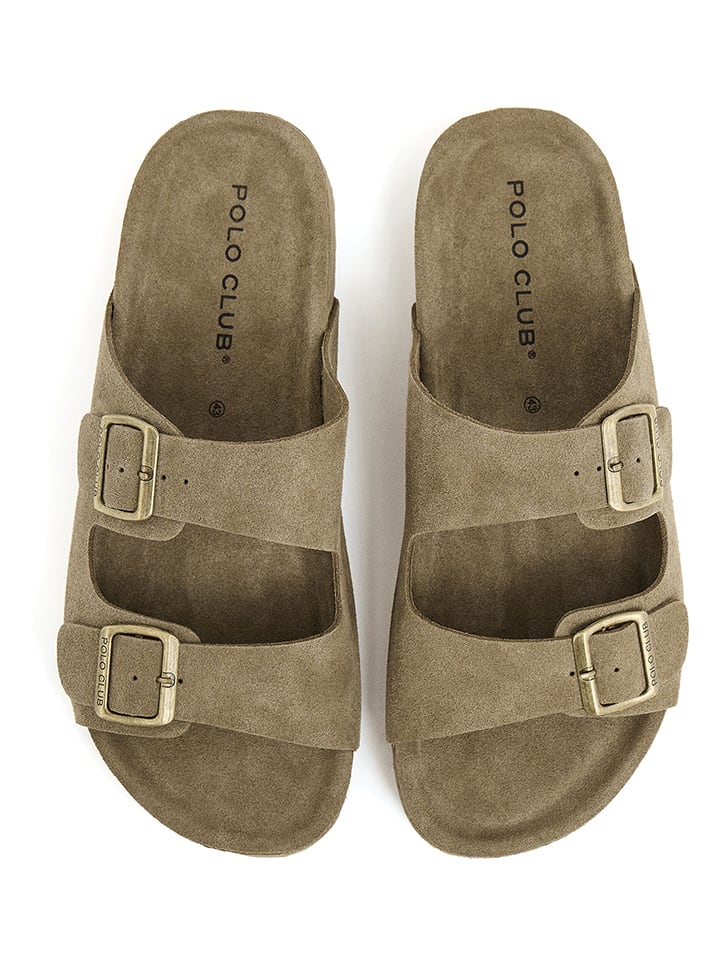 Boty Polo Club Khaki 8809340 Leder-Sandalen in Khaki - 5
