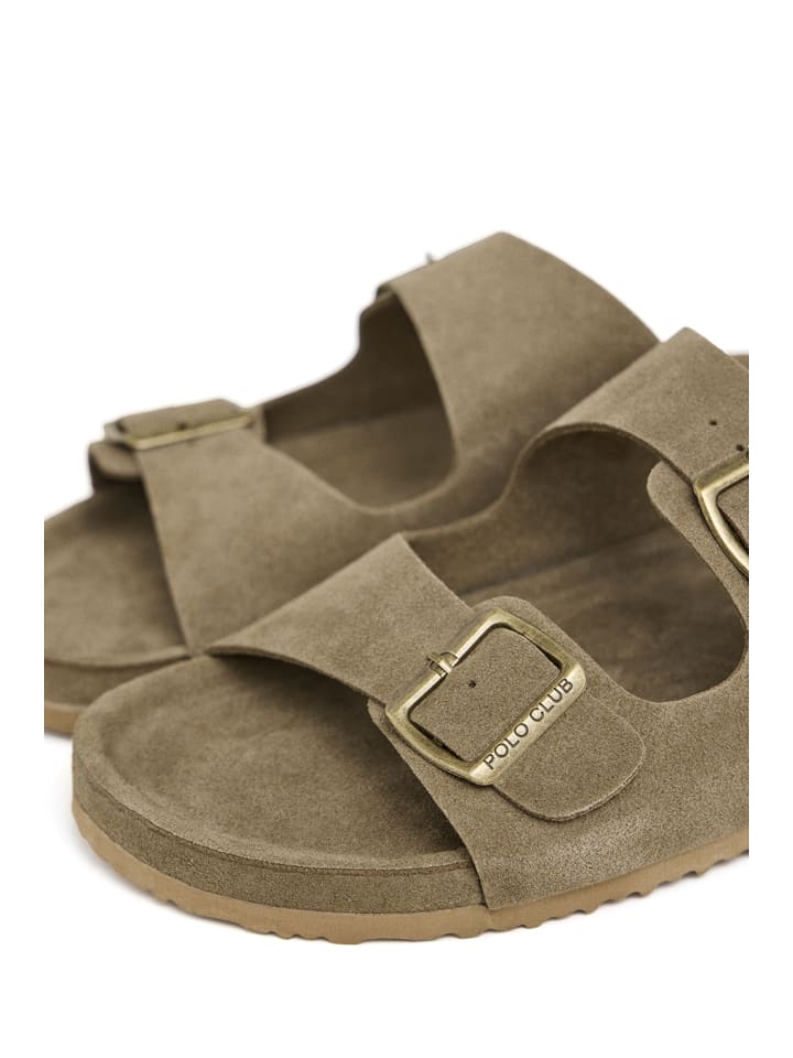 Boty Polo Club Khaki 8809340 Leder-Sandalen in Khaki - 7