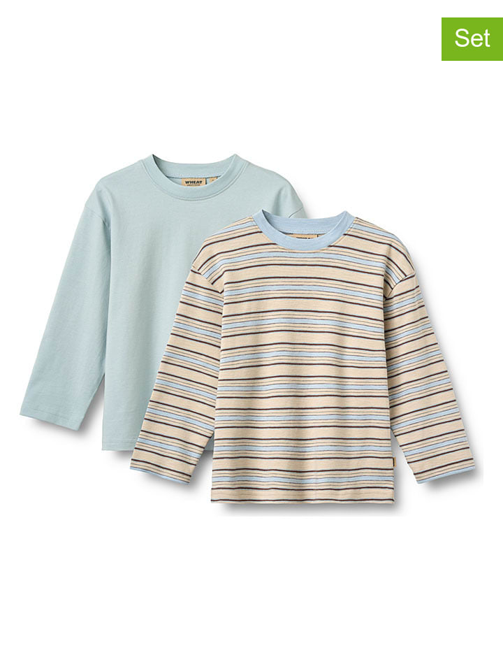 Tričko Wheat Hellblau/ Beige 1400976 2er-Set: Longsleeves "Johan" in Hellblau/ Beige - 1
