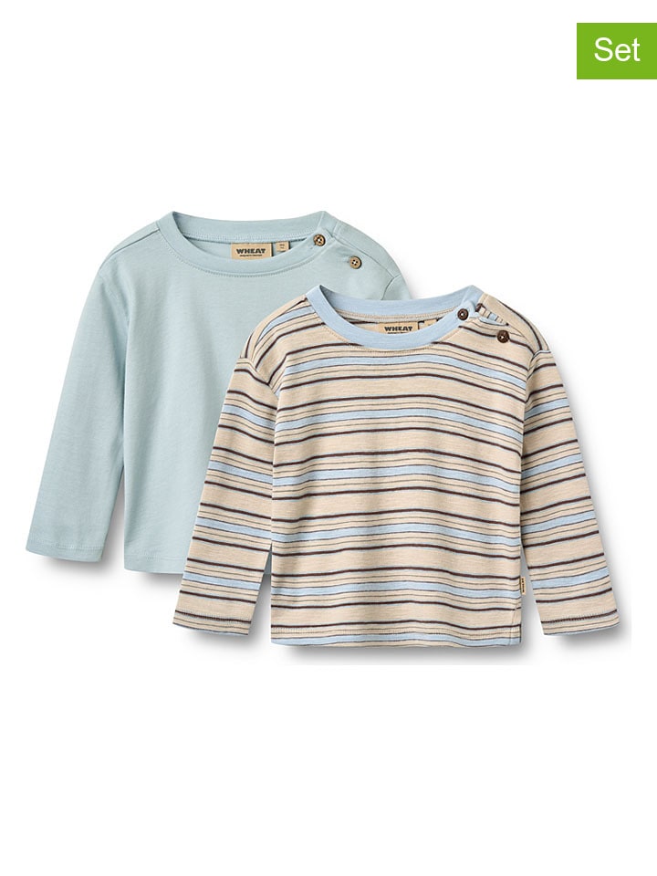 Tričko Wheat Hellblau/ Beige 5277246 2er-Set: Longsleeves "Ebbe" in Hellblau/ Beige - 1
